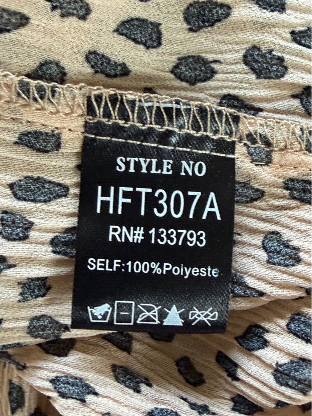 POL Tan Black Dotted Button Down Blouse - Picture 4 of 5